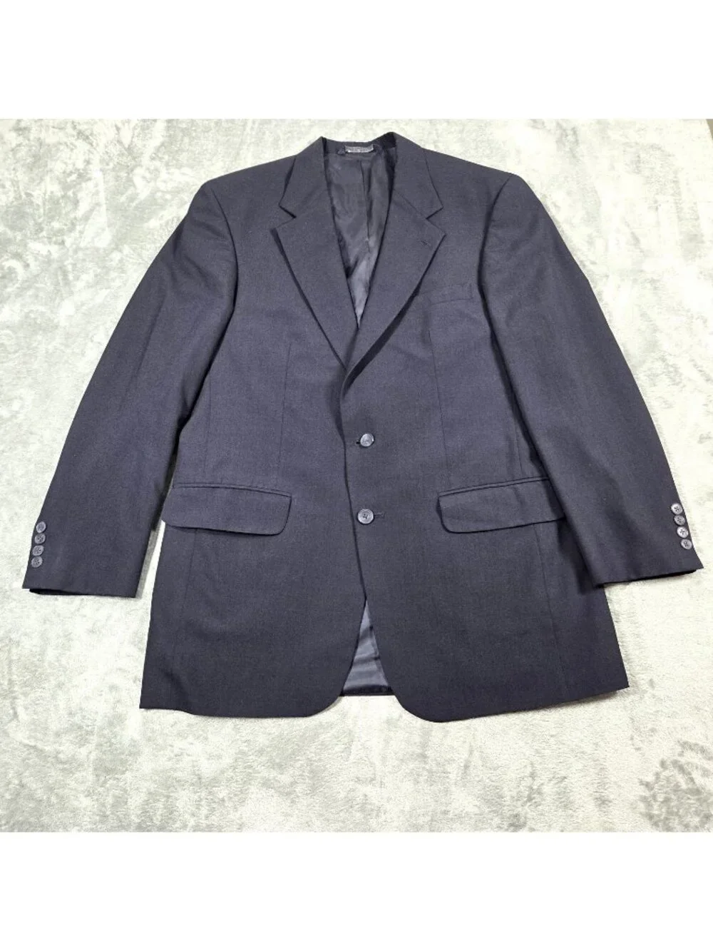 Lands End Sport Coat Mens 40L Navy Wool Preppy Career Office Blazer Suit Jacket